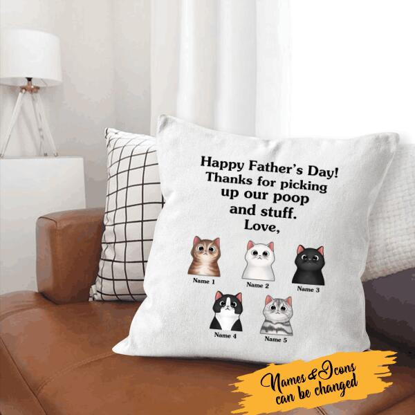 Thanks For Picking Up Our Poop And Stuff Love Personalized Throw Canvas Pillow Amazing Gift For Dad Father Bonus Dad