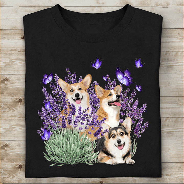 Corgi And Gorgeous Purple Flower For Corgi lover Dog Lover Classic T-Shirt