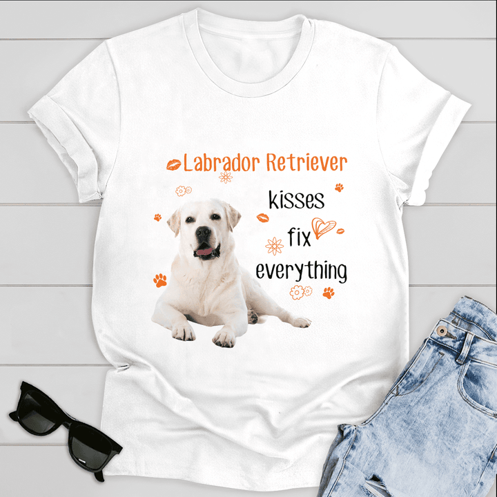 Dog T-shirt Labrador Kisses Fix Everything Version 2
