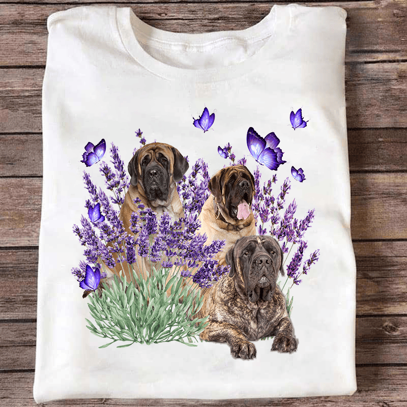 English Mastiff And Gorgeous Purple Flower For Corgi lover Dog Lover Classic T-Shirt