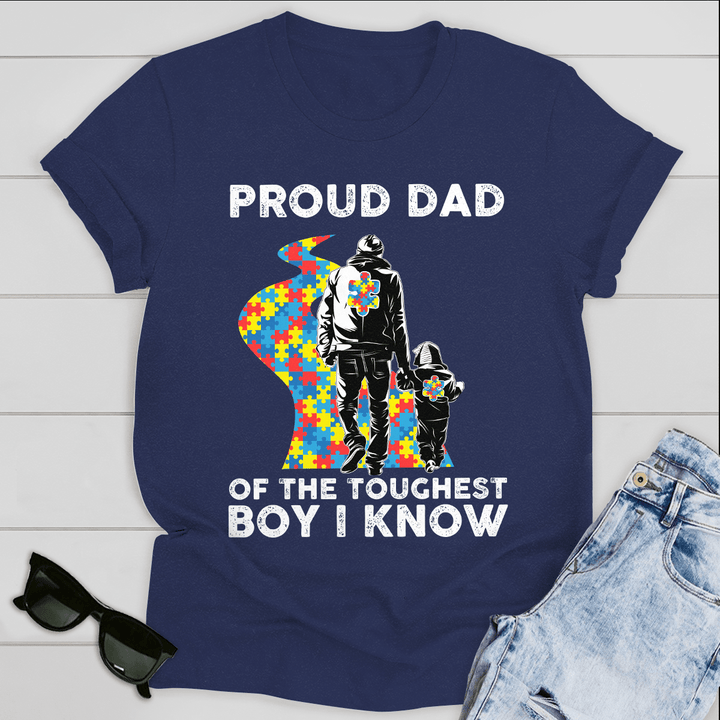 Best Gift For Dad Autism T-shirt The Toughest Boy I Know