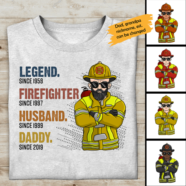 Fire Fighter, Husband, Daddy and Legend Personalized T-shirt Father's Day Gift