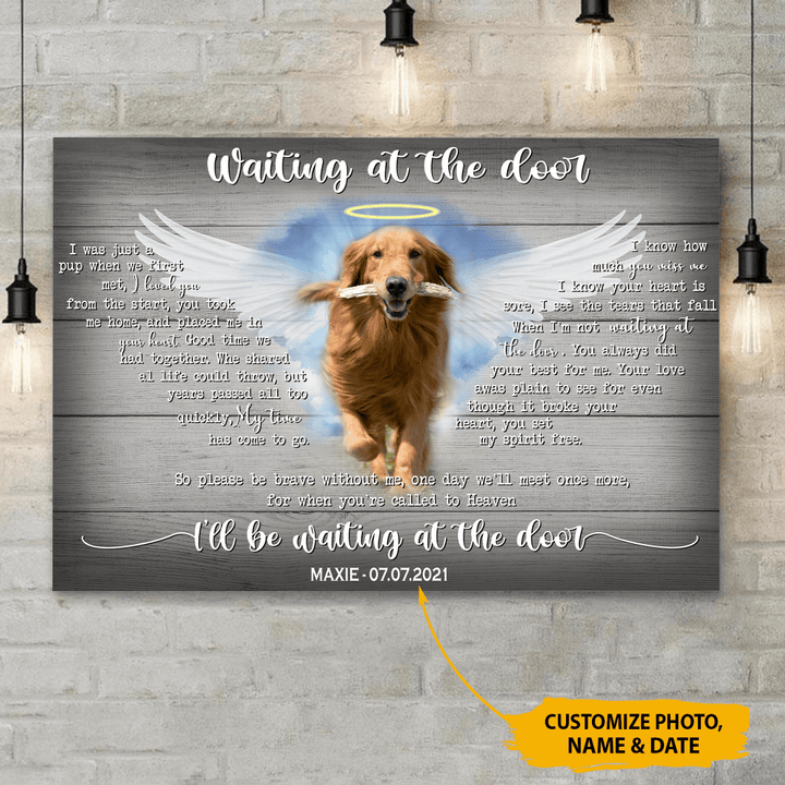 Waiting At The Door Memorial Dog Pet Lover Gift - Personalized Custom Canvas Poster