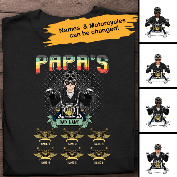 PaPa's Biker Gang Personalized T-Shirt, Best Gift for Dad and Grandfather