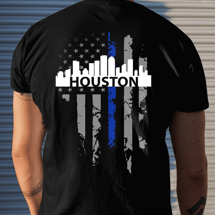 Thin Blue Line T-shirt Special Gift For Policeman Houston Shirt