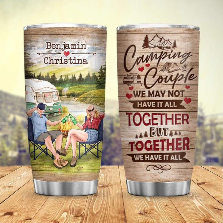 Camping Couple  Stainless Steel Tumbler Personalized Name