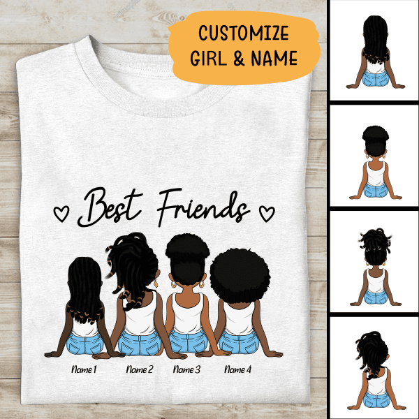 Best Friends Personalized T-shirt Afro Hair Style