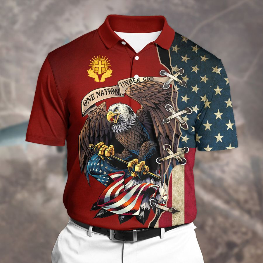 Premium Unique Veteran Polo All Over Printed  Eagle Shirt
