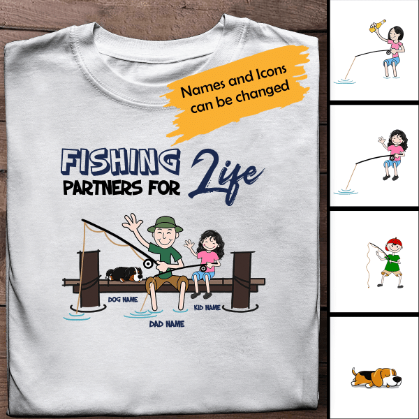 Fishing Partners For Life Personalized T-Shirt, Best Gift For Family