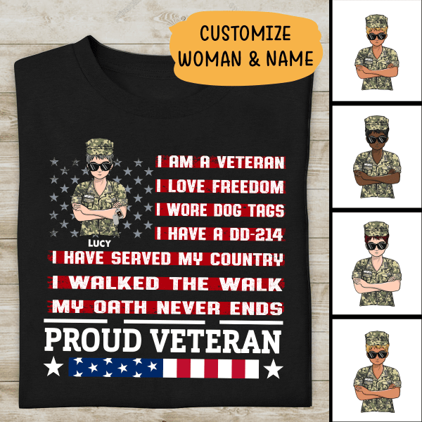 I Am Veteran I Love Freedom I Wore Dog Tags Pesonslized T-shirt For Mom Mama Grandma Amazing Gift