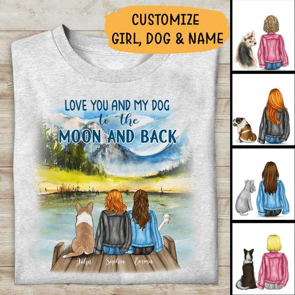 I Love You And My Dog To The Moon And Back Personalized T-shirt Mug Fleece Blanket For Dog Lover Friends
