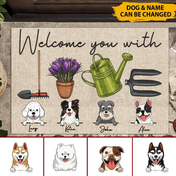 Welcome You With Love Personalized Doormat For Dog Lover Special Gift Home Decor