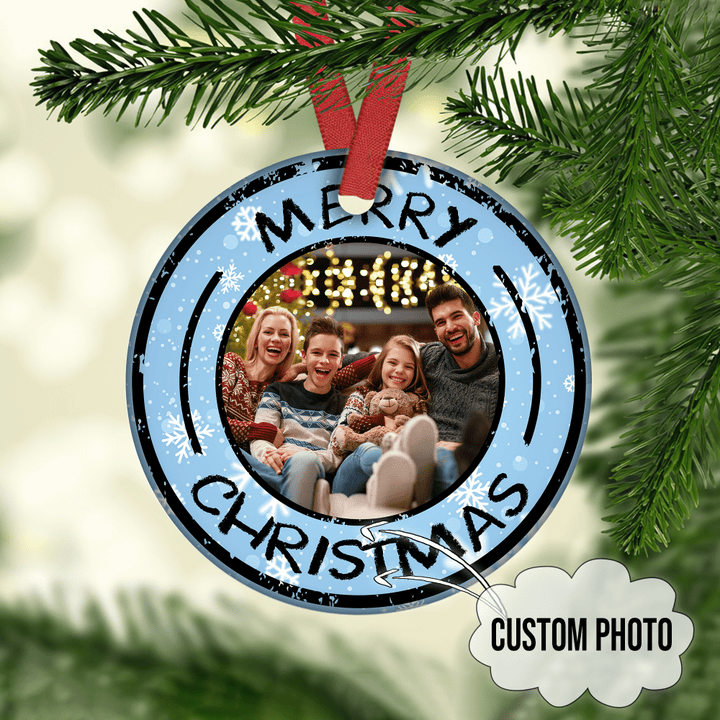 Merry Christmas Customized Family Photo Ornament, Personalized Gift For Christmas Occasion