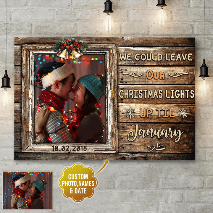First Christmas Together Customized Couple Photo, Personalized Canvas Poster Best Gift For Couple Home Decor