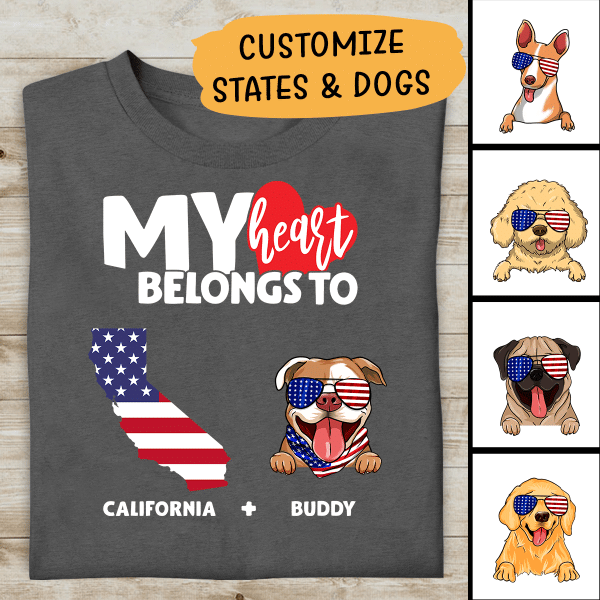 My Heart Belongs To - Personalized Custom Unisex T-Shirt, Best Gift For Dog Lovers