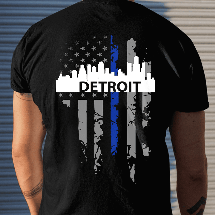 Thin Blue Line T-shirt Special Gift For Policeman Detroit