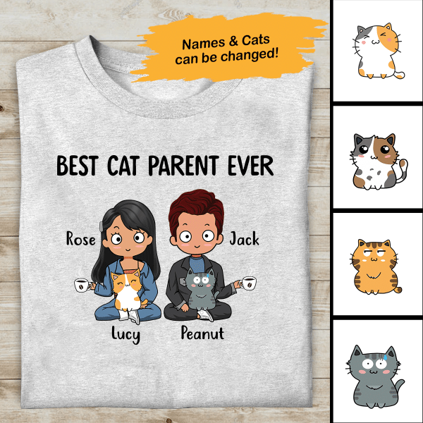 Best Cat Parent Ever Personalized T-Shirt, Gift For Cat Lovers