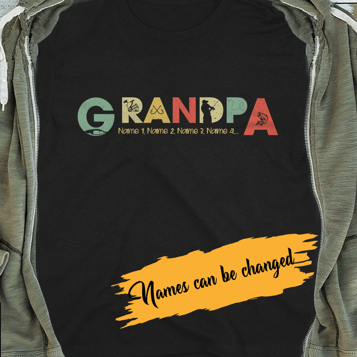 Grandpa Fishing Personalized T-shirt Fahter's Day