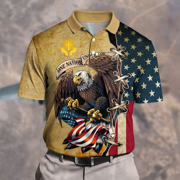 Premium Unique Veteran Polo All Over Printed  Eagle Shirt