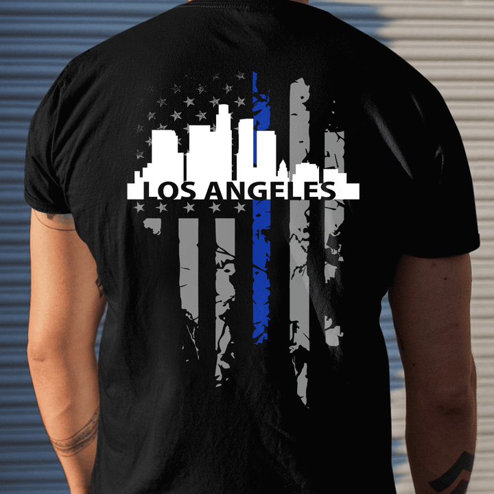 Thin Blue Line T-shirt Special Gift For Policeman Los Angeles Shirt