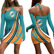 Miami Dolphins Halter Lace-up Dress 003