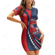 New England Patriots Casual Short Sleeve Bodycon Mini Dress BG19