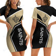 New Orleans Saints Casual Short Sleeve Bodycon Mini Dress BG31
