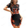 Cincinnati Bengals Casual Short Sleeve Bodycon Mini Dress BG42