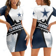 Dallas Cowboys Casual Short Sleeve Bodycon Mini Dress BG52