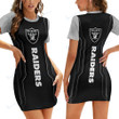 Las Vegas Raiders Casual Short Sleeve Bodycon Mini Dress BG69