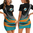 Miami Dolphins Casual Short Sleeve Bodycon Mini Dress BG84