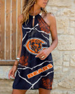 Chicago Bears Summer Casual Metal Halter Neck Sleeveless Dress 34