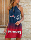 New England Patriots Summer Casual Metal Halter Neck Sleeveless Dress 37