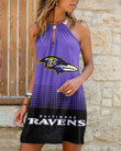 Baltimore Ravens Summer Casual Metal Halter Neck Sleeveless Dress 38