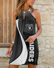 Las Vegas Raiders Summer Casual Metal Halter Neck Sleeveless Dress 47