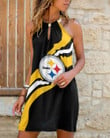 Pittsburgh Steelers Summer Casual Metal Halter Neck Sleeveless Dress 55