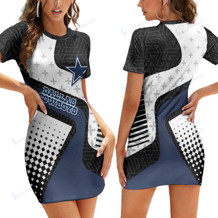 Dallas Cowboys Casual Short Sleeve Bodycon Mini Dress BG14