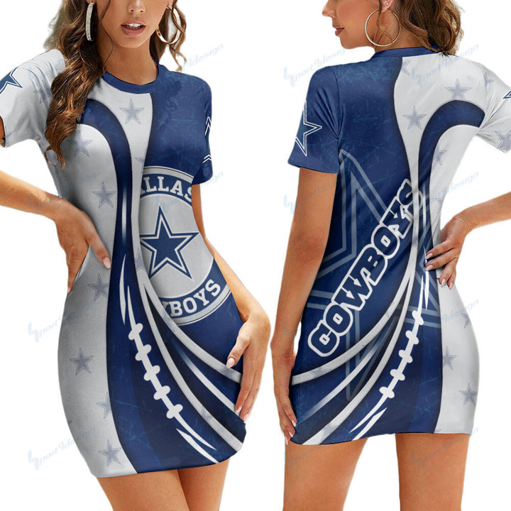 Dallas Cowboys Casual Short Sleeve Bodycon Mini Dress BG24