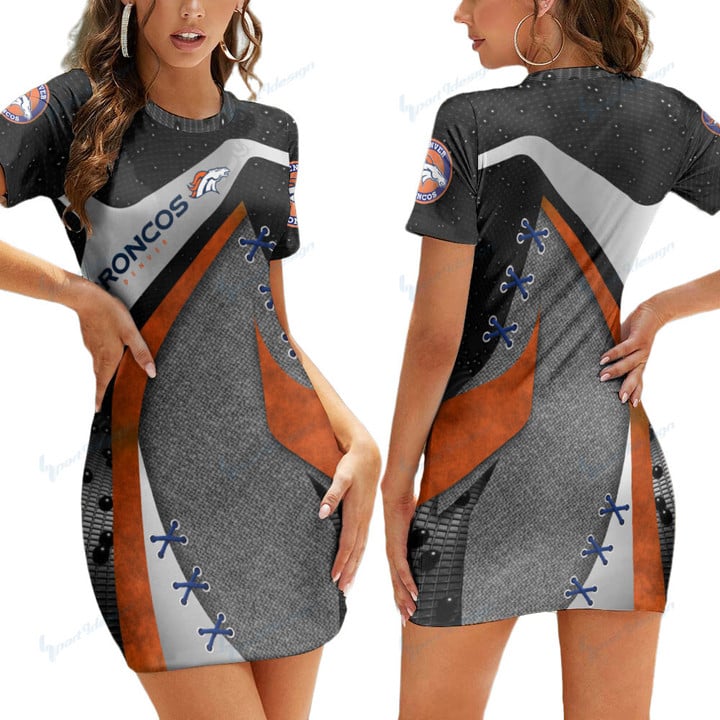 Denver Broncos Casual Short Sleeve Bodycon Mini Dress BG26