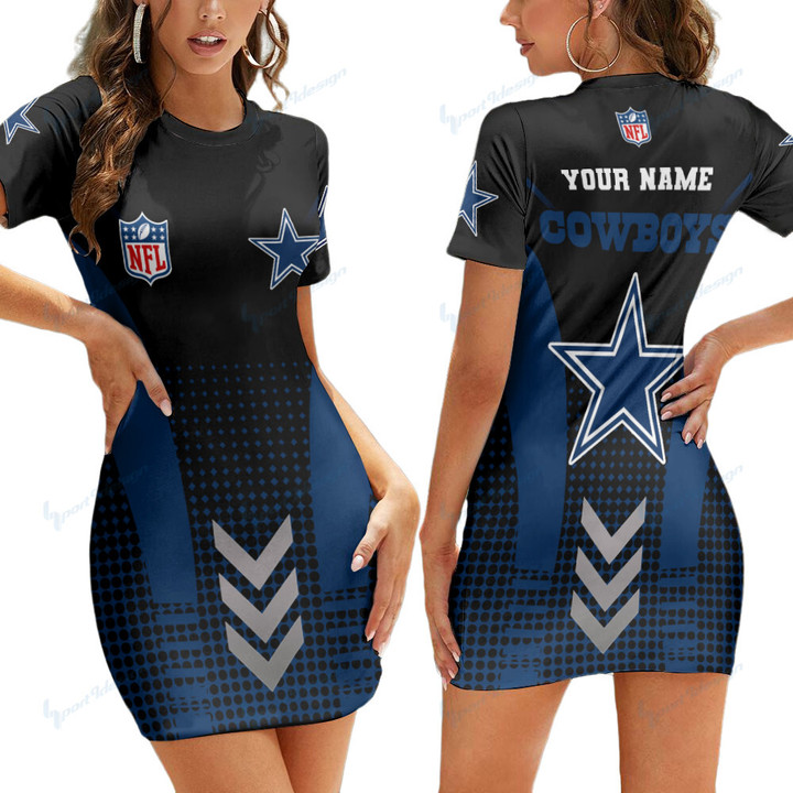 Dallas Cowboys Personalized Casual Short Sleeve Bodycon Mini Dress BG45
