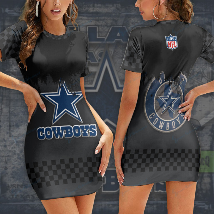 Dallas Cowboys Casual Short Sleeve Bodycon Mini Dress BG96