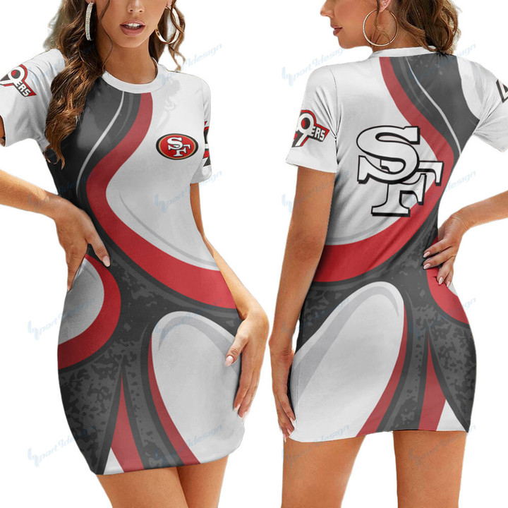 San Francisco 49ers Casual Short Sleeve Bodycon Mini Dress BG123