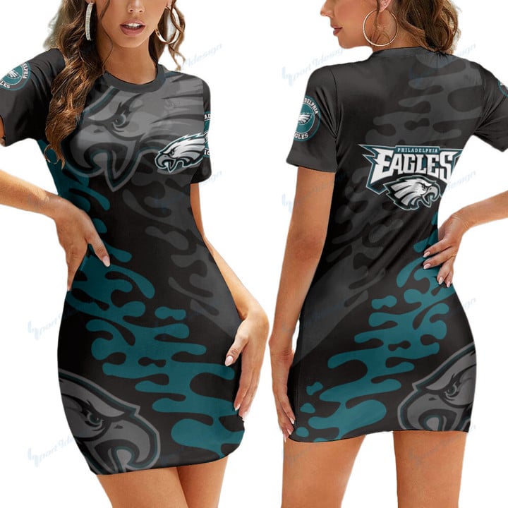 Philadelphia Eagles Casual Short Sleeve Bodycon Mini Dress BG138