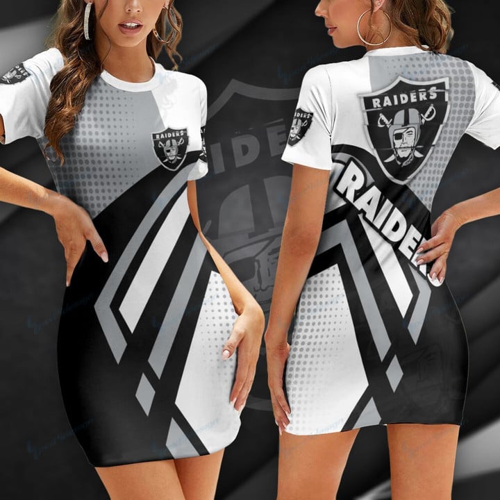 Las Vegas Raiders Casual Short Sleeve Bodycon Mini Dress BG157