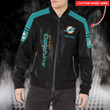 Miami Dolphins Personalized New Leather Bomber Jacket  198
