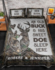 Personalized Deer Camo Buck And Doe Sleep Here Quilt Bed Set