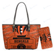 Cincinnati Bengals Leather Tote Hand Bag and Purse Set BB07