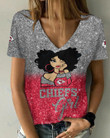 Kansas City Chiefs Personalized Summer V-neck Women T-shirt BG38