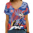 Chicago Cubs Summer V-neck Women T-shirt