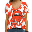 Cleveland Browns Summer V-neck Women T-shirt